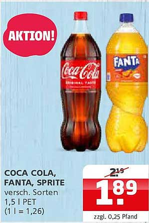 COCA COLA, FANTA, SPRITE 1,5 l PET