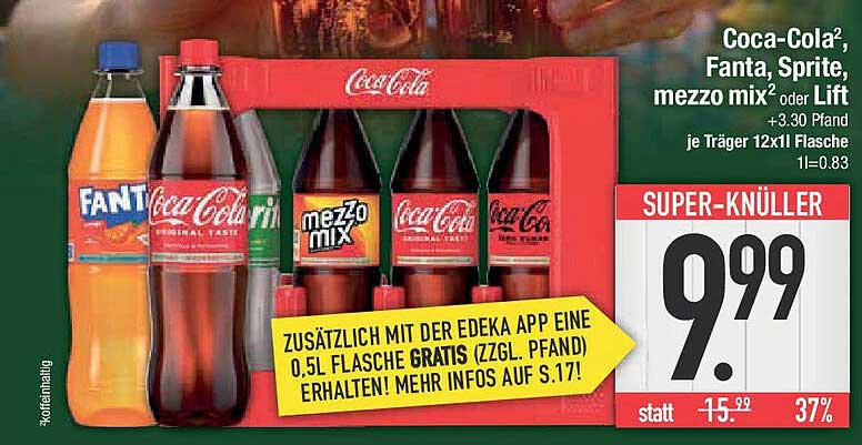Coca-Cola, Fanta, Sprite, mezzo mix im 12er Träger