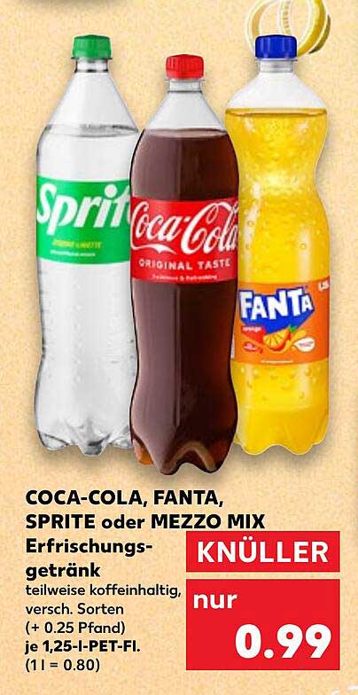 COCA-COLA, FANTA, SPRITE oder MEZZO MIX Erfrischungsgetränk