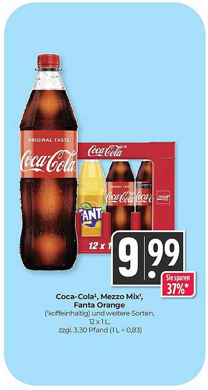 Coca-Cola, Mezzo Mix, Fanta Orange – 12 x 1 L