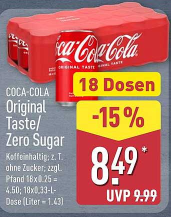 COCA-COLA Original Taste/Zero Sugar - 18 Dosen