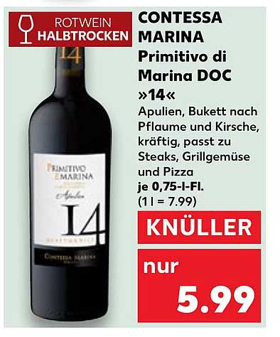 CONTESSA MARINA Primitivo di Marina DOC »14« Rotwein halbtrocken