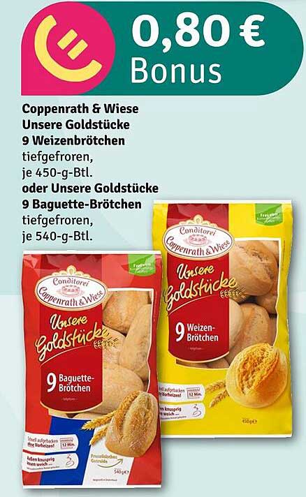 Coppenrath & Wiese Unsere Goldstücke 9 Weizenbrötchen oder 9 Baguette-Brötchen