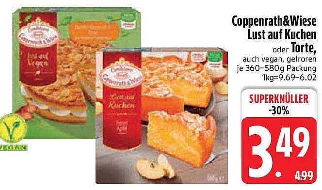 Coppenrath&Wiese Lust auf Kuchen Tortes oder auch vegan, gefroren je 360-580g Packung