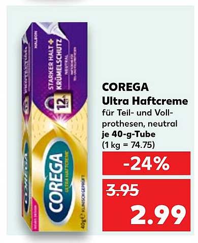 COREGA Ultra Haftcreme für Teil- und Vollprothesen, neutral je 40-g-Tube