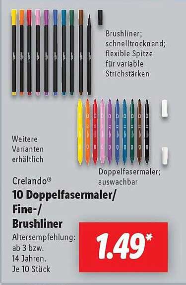 Crelando® 10 Doppelphasermaler/Fine-/Brushliner