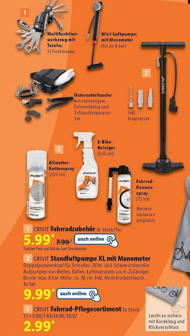 CRIVIT Fahrrad Zubehör Set