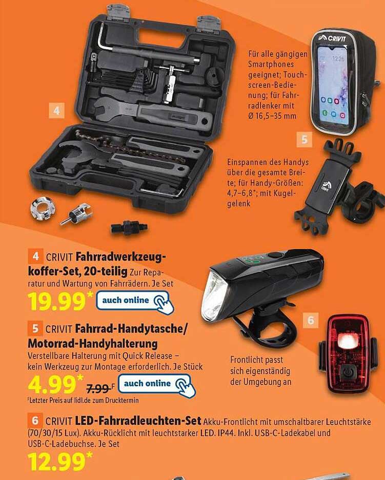 CRIVIT Fahrradwerkzeugkoffer-Set, 20-teilig