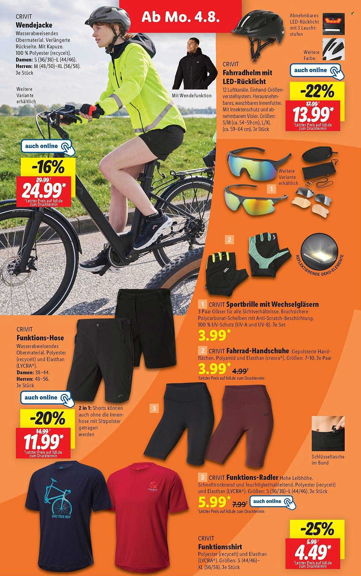 CRIVIT Wendejacke - Wasserabweisendes Obermaterial für aktive Outdoor-Aktivitäten