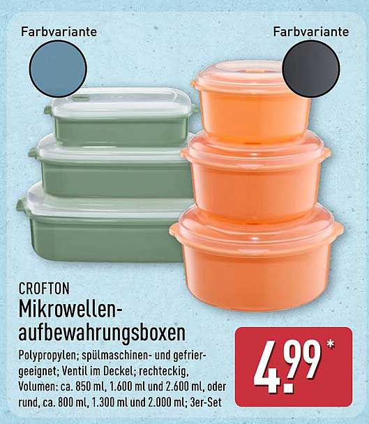 CROFTON Mikrowellen-Aufbewahrungsboxen 3er-Set