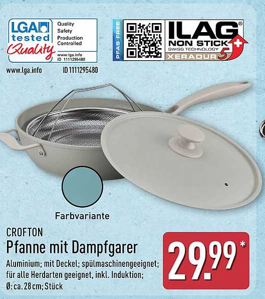 CROFTON Pfanne mit Dampfgarer