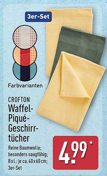 CROFTON Waffel-Piqué-Geschirrtücher 3er-Set