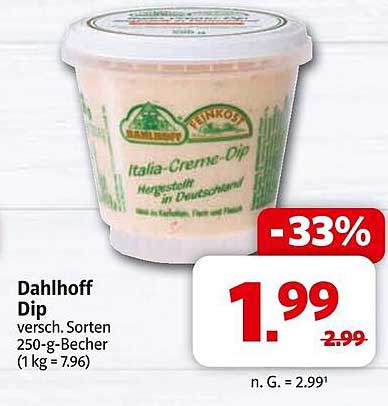 Dahlhoff Dip versch. Sorten 250-g-Becher