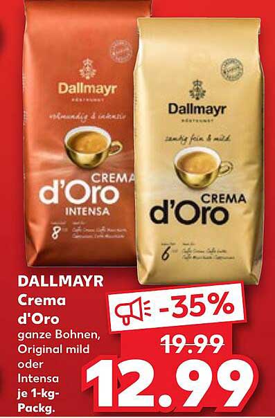Dallmayr Crema d'Oro ganze Bohnen - 1-kg-Packung