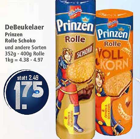 DeBeukelaer Prinzen Rolle Schoko und andere Sorten 352g-400g Rolle