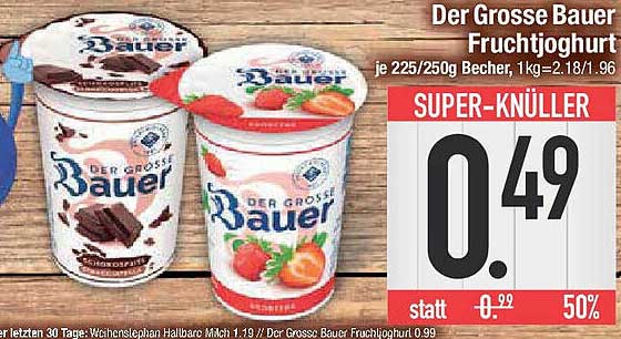 Der Grosse Bauer Fruchtjoghurt 225/250g Becher
