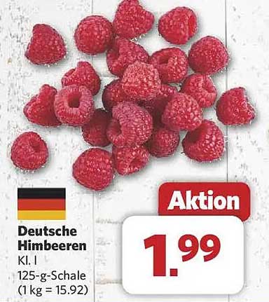 Deutsche Himbeeren Kl. I 125-g-Schale