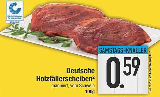 Deutsche Holzfällerscheiben, mariniert, vom Schwein - 100g