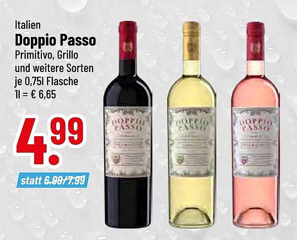 Doppio Passo Primitivo, Grillo und weitere Sorten je 0,75l Flasche