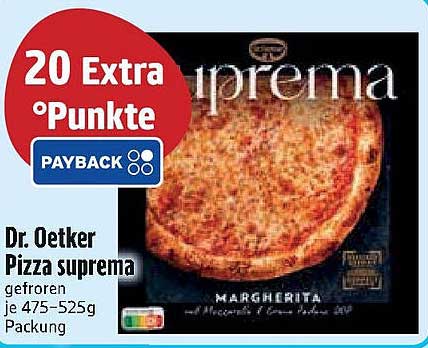 Dr. Oetker Pizza Suprema Margherita, gefroren je 475–525g