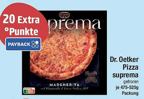 Dr. Oetker Pizza Suprema Margherita, gefroren, je 475-525g Packung