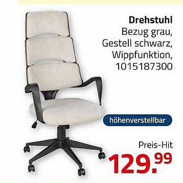 Drehstuhl grau mit Wippfunktion