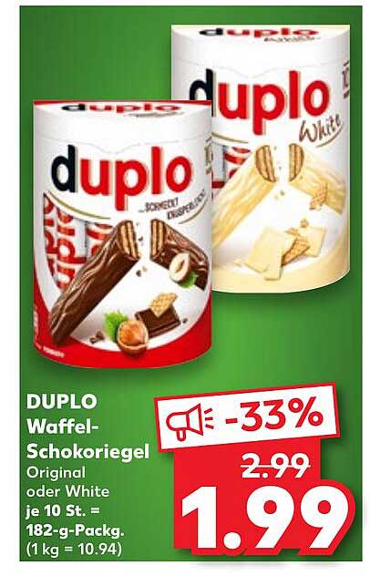 DUplo Waffel-Schokoriegel Original oder White
