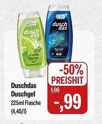 Duschdas Duschgel 225ml Flasche - Limette-Minz oder Sport