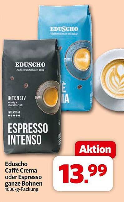 EduSchö Caffè Crema oder Espresso ganze Bohnen 1000-g-Packung