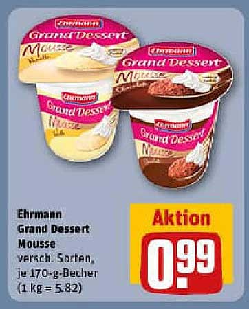 Ehrmann Grand Dessert Mousse, verschiedene Sorten