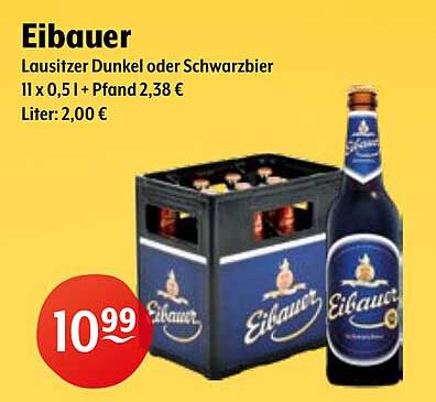 Eibauer Lausitzer Dunkel oder Schwarzbier 11 x 0,51 + Pfand 2,38 €