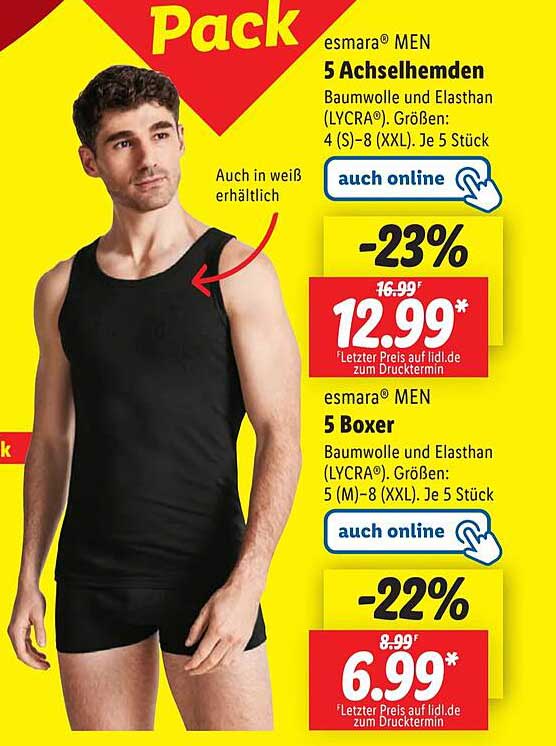 esmará MEN 5 Achselhemden & 5 Boxershorts