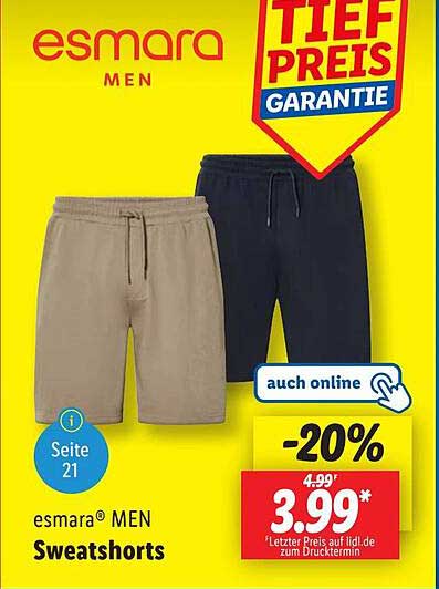 esmará® MEN Sweatshorts - 20% Rabatt auf die beliebten Shorts