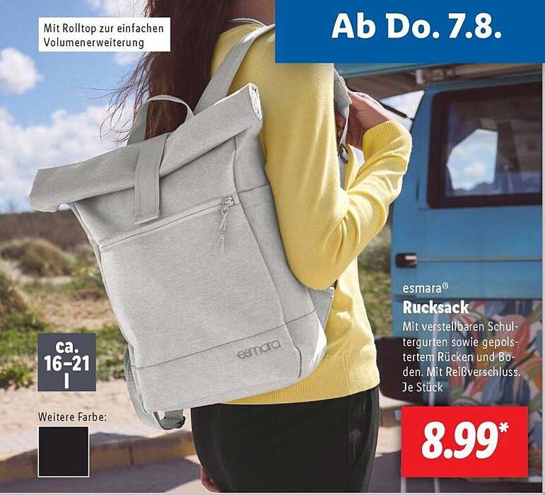 esmará® Rucksack mit verstellbaren Schultergurten