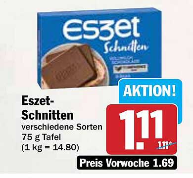 Eszet-Schnitten verschiedene Sorten 75 g Tafel
