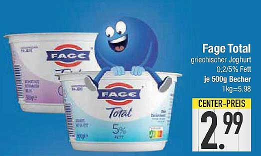 Fage Total griechischer Joghurt 0,2/5% Fett je 500g Becher