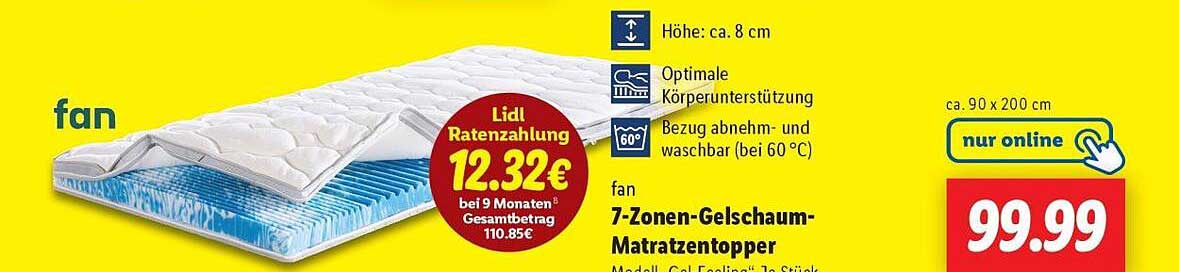 fan 7-Zonen-Gelschaum-Matratzentopper
