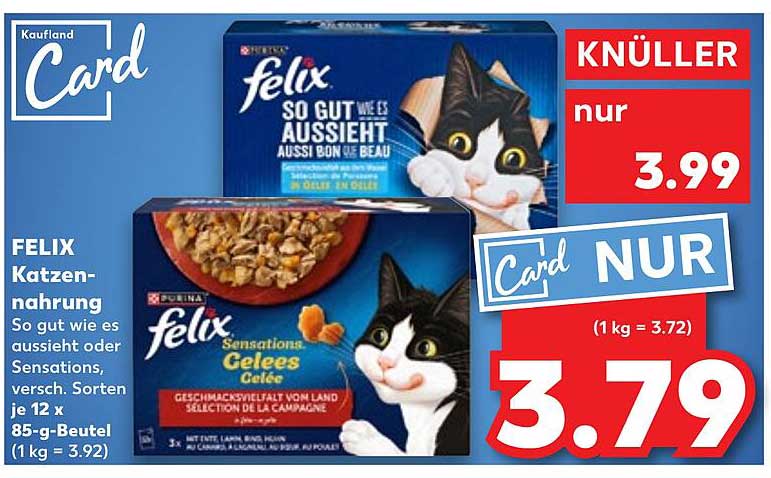 FELIX Katzennahrung – So gut wie es aussieht oder Sensations, 12 x 85-g-Beutel