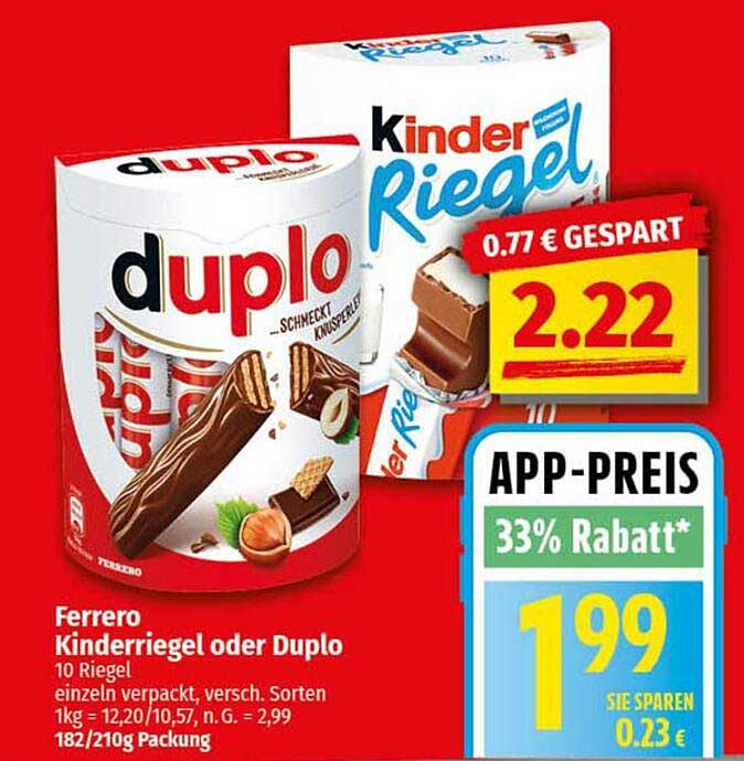 Ferrero Kinderriegel oder Duplo 10 Riegel