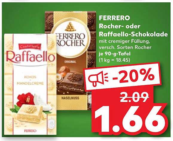 FERRERO Rocher- oder Raffaello-Schokolade mit cremiger Füllung