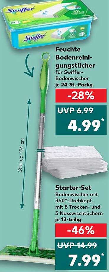 Feuchte Bodentücher für Swiffer-Bodenwischer 24-St.-Pack.
