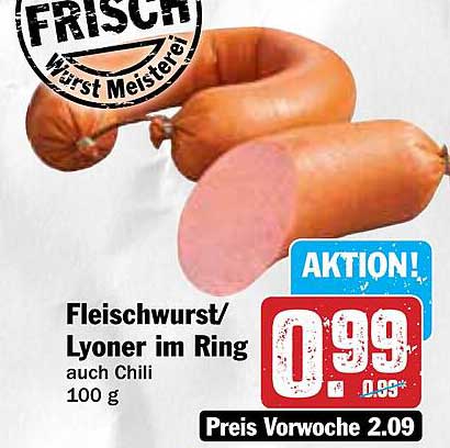Fleischwurst/Lyoner im Ring auch Chili 100 g