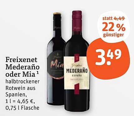 Freixenet Mederäno oder Mia - Halbtrockener Rotwein aus Spanien