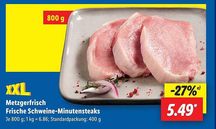 Frische Schweine-Minutensteaks, Metzgerfrisch - 800 g