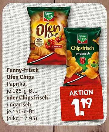 Funny-frisch Ofen Chips Paprika, je 125-g-Btl. oder Chipsfrisch ungarisch, je 150-g-Btl.