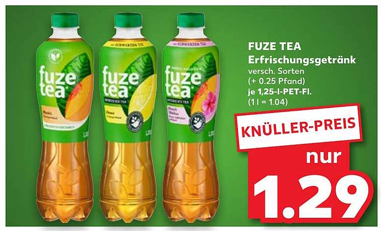 FUZE TEA Erfrischungsgetränk 1,5l - Knüller-Preis nur 1,29 €!
