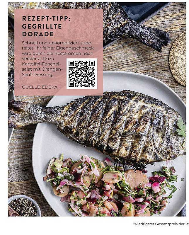 Gegrillte Dorade mit Kartoffel-Fenchelsalat und Orangensenf-Dressing