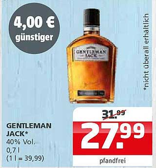 GENTLEMAN JACK - 40% Vol. (0,7 L) - jetzt nur 27,99 €