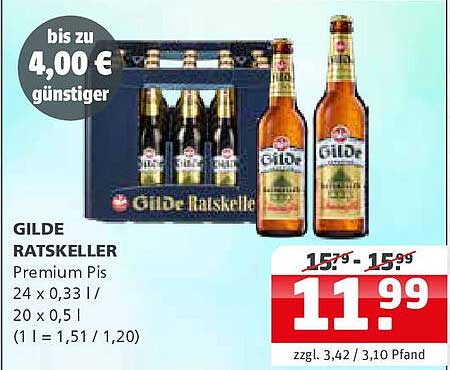 GILDE RATSKELLER Premium Pils 24 x 0,33 l / 20 x 0,5 l
