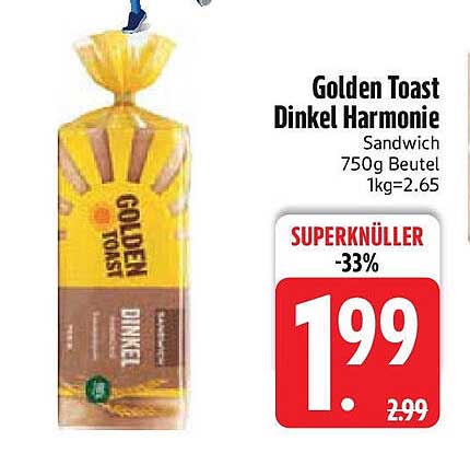Golden Toast Dinkel Harmonie 750g